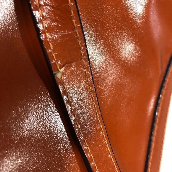 Vintage Cristian Italy Cognac Brown Leather Case Cross Body Purse Handbag - Picture 7 of 9